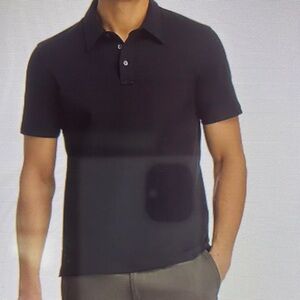 Theory Men's Polo Textured Tee Black Shirt Size Small